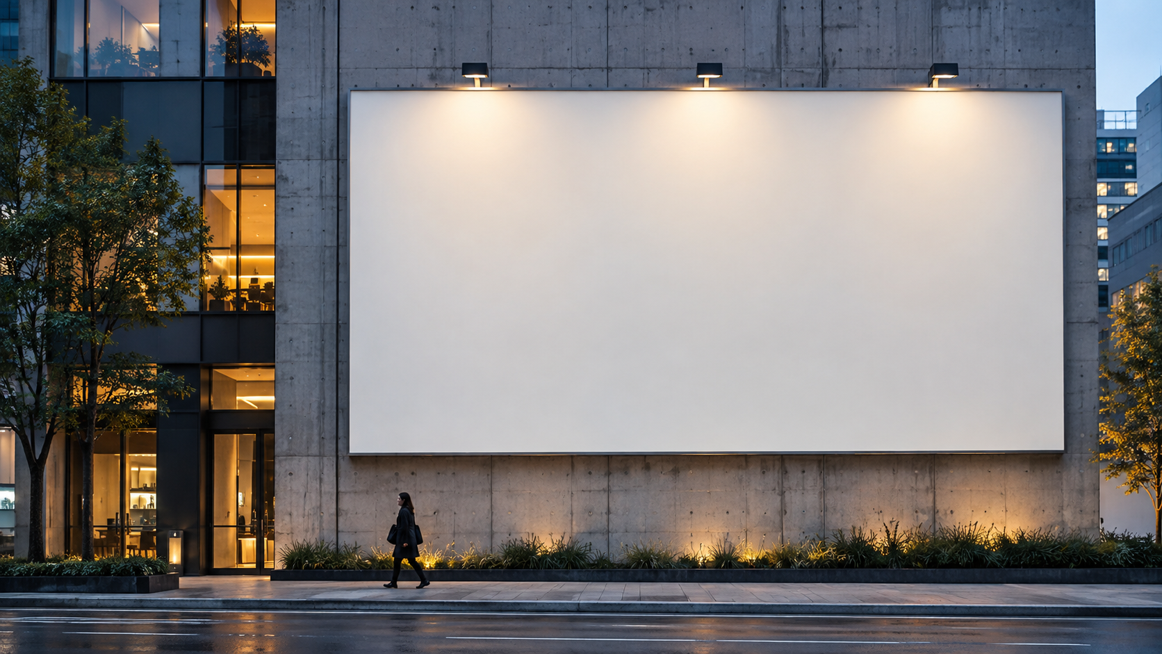Illustration of an October8th campaign billboard on a city building